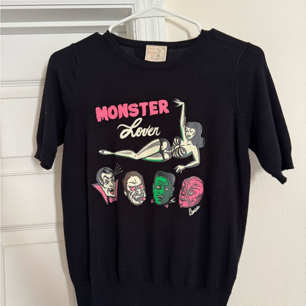 Black Monster Lover Graphic Blouse